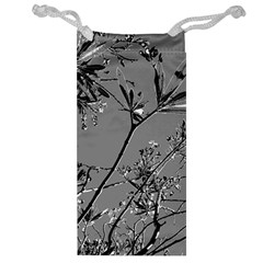 Grey Colors Flowers And Branches Illustration Print Jewelry Bag