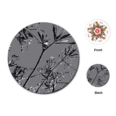 Grey Colors Flowers And Branches Illustration Print Playing Cards Single Design (round) by dflcprintsclothing