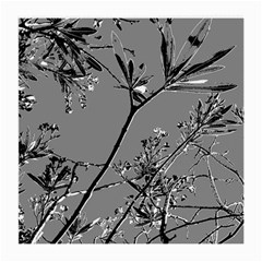 Grey Colors Flowers And Branches Illustration Print Medium Glasses Cloth