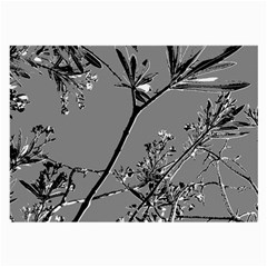 Grey Colors Flowers And Branches Illustration Print Large Glasses Cloth