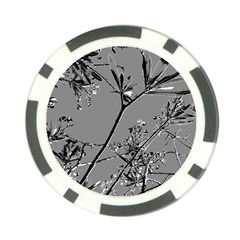 Grey Colors Flowers And Branches Illustration Print Poker Chip Card Guard