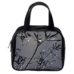 Grey Colors Flowers And Branches Illustration Print Classic Handbag (one Side)