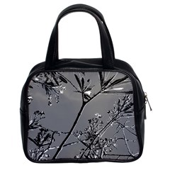 Grey Colors Flowers And Branches Illustration Print Classic Handbag (Two Sides)