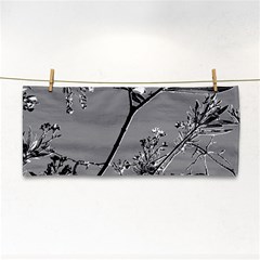 Grey Colors Flowers And Branches Illustration Print Hand Towel