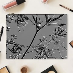 Grey Colors Flowers And Branches Illustration Print Cosmetic Bag (XL)