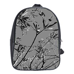 Grey Colors Flowers And Branches Illustration Print School Bag (large)