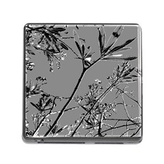 Grey Colors Flowers And Branches Illustration Print Memory Card Reader (square 5 Slot) by dflcprintsclothing