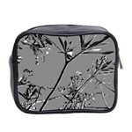 Grey Colors Flowers And Branches Illustration Print Mini Toiletries Bag (Two Sides) Back