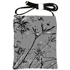 Grey Colors Flowers And Branches Illustration Print Shoulder Sling Bag