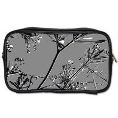 Grey Colors Flowers And Branches Illustration Print Toiletries Bag (Two Sides)