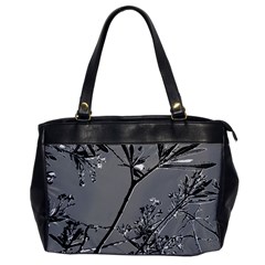 Grey Colors Flowers And Branches Illustration Print Oversize Office Handbag by dflcprintsclothing