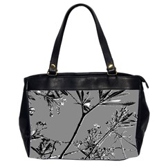 Grey Colors Flowers And Branches Illustration Print Oversize Office Handbag (2 Sides) by dflcprintsclothing