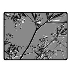 Grey Colors Flowers And Branches Illustration Print Fleece Blanket (Small)