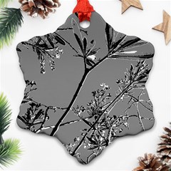 Grey Colors Flowers And Branches Illustration Print Ornament (Snowflake)