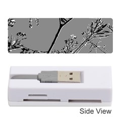 Grey Colors Flowers And Branches Illustration Print Memory Card Reader (stick) by dflcprintsclothing