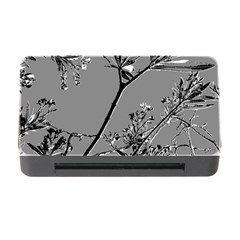 Grey Colors Flowers And Branches Illustration Print Memory Card Reader With Cf by dflcprintsclothing