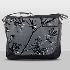 Grey Colors Flowers And Branches Illustration Print Messenger Bag