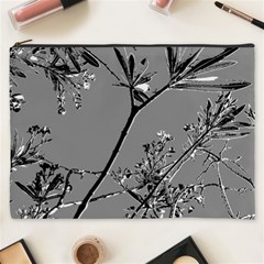 Grey Colors Flowers And Branches Illustration Print Cosmetic Bag (XXXL)