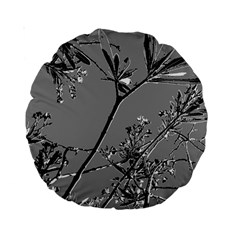 Grey Colors Flowers And Branches Illustration Print Standard 15  Premium Round Cushions