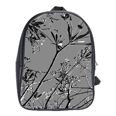 Grey Colors Flowers And Branches Illustration Print School Bag (xl) by dflcprintsclothing