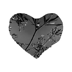 Grey Colors Flowers And Branches Illustration Print Standard 16  Premium Heart Shape Cushions by dflcprintsclothing