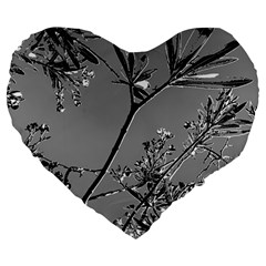 Grey Colors Flowers And Branches Illustration Print Large 19  Premium Heart Shape Cushions