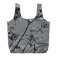 Grey Colors Flowers And Branches Illustration Print Full Print Recycle Bag (l) by dflcprintsclothing