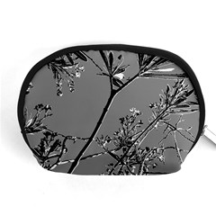 Grey Colors Flowers And Branches Illustration Print Accessory Pouch (medium)