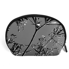 Grey Colors Flowers And Branches Illustration Print Accessory Pouch (Large)