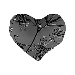 Grey Colors Flowers And Branches Illustration Print Standard 16  Premium Flano Heart Shape Cushions by dflcprintsclothing