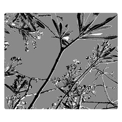 Grey Colors Flowers And Branches Illustration Print Double Sided Flano Blanket (Small) 