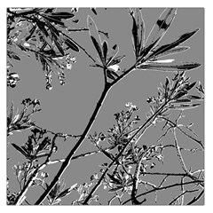 Grey Colors Flowers And Branches Illustration Print Large Satin Scarf (Square)