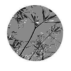 Grey Colors Flowers And Branches Illustration Print Mini Round Pill Box