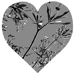 Grey Colors Flowers And Branches Illustration Print Wooden Puzzle Heart by dflcprintsclothing