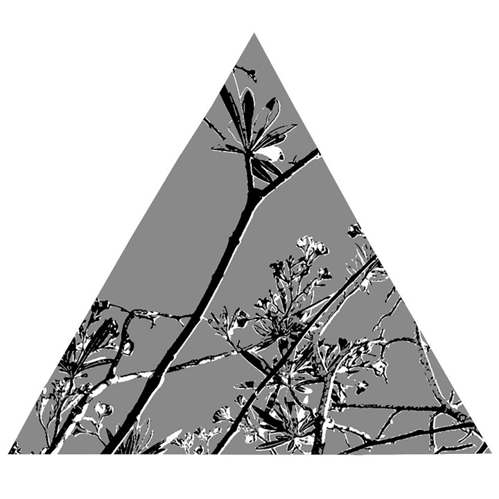 Grey Colors Flowers And Branches Illustration Print Wooden Puzzle Triangle