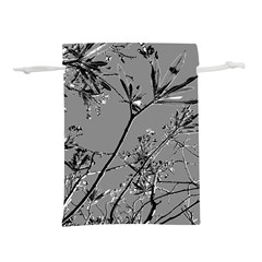 Grey Colors Flowers And Branches Illustration Print Lightweight Drawstring Pouch (L)