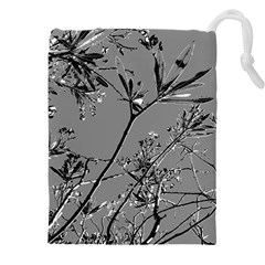 Grey Colors Flowers And Branches Illustration Print Drawstring Pouch (5XL)