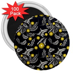 Folk Flowers Art Pattern Floral Abstract Surface Design  Seamless Pattern 3  Magnets (100 Pack) by Eskimos