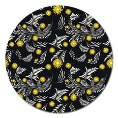 Folk Flowers Art Pattern Floral Abstract Surface Design  Seamless Pattern Magnet 5  (round) by Eskimos