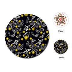 Folk Flowers Art Pattern Floral Abstract Surface Design  Seamless Pattern Playing Cards Single Design (round) by Eskimos