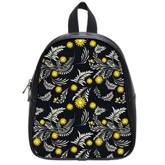 Folk Flowers Art Pattern Floral Abstract Surface Design  Seamless Pattern School Bag (small) by Eskimos