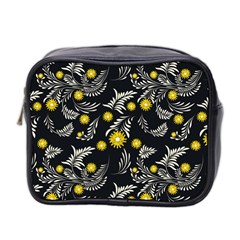 Folk Flowers Art Pattern Floral Abstract Surface Design  Seamless Pattern Mini Toiletries Bag (two Sides) by Eskimos