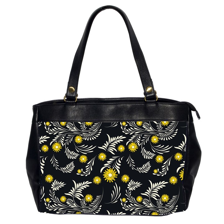 Folk flowers art pattern Floral abstract surface design  Seamless pattern Oversize Office Handbag (2 Sides)