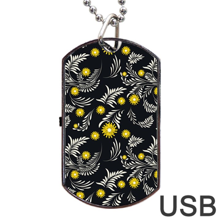 Folk flowers art pattern Floral abstract surface design  Seamless pattern Dog Tag USB Flash (One Side)