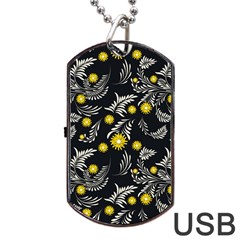 Folk Flowers Art Pattern Floral Abstract Surface Design  Seamless Pattern Dog Tag Usb Flash (two Sides) by Eskimos