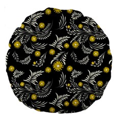 Folk Flowers Art Pattern Floral Abstract Surface Design  Seamless Pattern Large 18  Premium Round Cushions by Eskimos