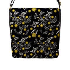 Folk Flowers Art Pattern Floral Abstract Surface Design  Seamless Pattern Flap Closure Messenger Bag (l) by Eskimos