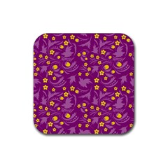 Folk Flowers Art Pattern Floral Abstract Surface Design  Seamless Pattern Rubber Coaster (square)  by Eskimos