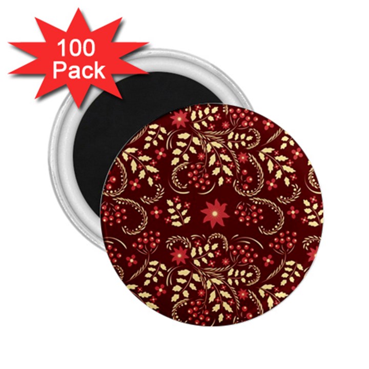 Folk flowers art pattern Floral abstract surface design  Seamless pattern 2.25  Magnets (100 pack) 