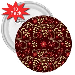 Folk Flowers Art Pattern Floral Abstract Surface Design  Seamless Pattern 3  Buttons (10 Pack)  by Eskimos